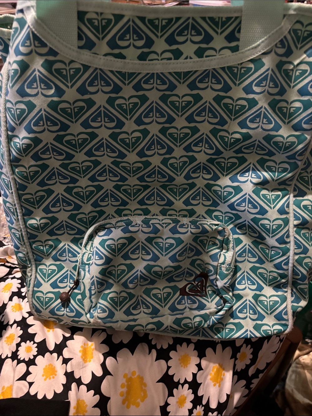 Roxy Teal and White Patterned Backpack